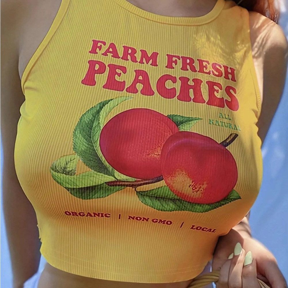 Yellow Farm Fresh Peaches Tank Top